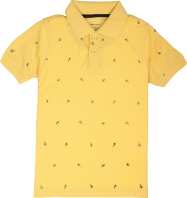 PROTEENS Boys Printed Pure Cotton Regular T Shirt(Yellow, Pack of 1)