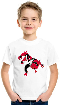 Shubham designer gallery Boys & Girls Cartoon/Superhero Cotton Blend Regular T Shirt(White, Pack of 1)