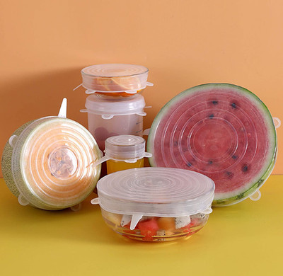 KITCHEN INDIA Silicon Lids Covers Flexible & Stretchable Utensils Dishwasher Microwave and Freezer Safe Lids Cover for Bowls Dishes Plates Jars Glassware and Mugs Food Saver Covers (Set of 6) 8.1 inch, 6.5 inch, 5.7 inch, 4.5 inch, 3.8 inch, 2.6 inch Lid Set(Silicone)