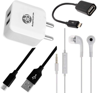 OTD Wall Charger Accessory Combo for Zopo Speed 7 Plus, Zopo ZP590, ZTE Blade L2, ZTE Small Fresh 4(White, Black)