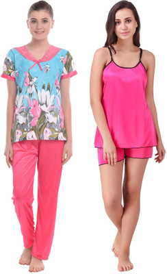 KEOTI Women Printed Pink Night Suit Set