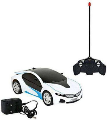 HEXONCOLLECTION Electric Chargeable 3D Remote Control Lightning Car (White)(Multicolor)