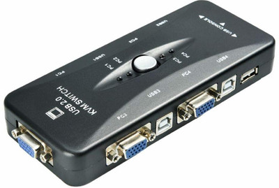 Tobo 4-Port KVM Switch USB 2.0 Compatible with Computer Sharing Media Streaming Device(Black)