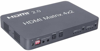Tobo HDMI Matrix Switch 4x2, 4K HDMI Matrix Switcher Splitter 4 in 2 Out Box Media Streaming Device(Black)