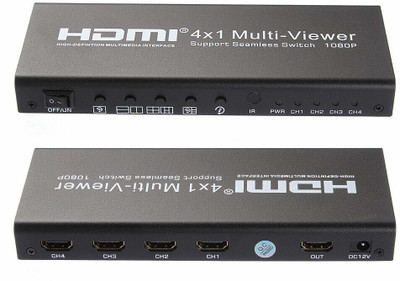 Tobo Digital HDMI 4x1 Quad Multi-Viewer Seamless Switcher with 5 Different Display Modes Media Streaming Device(Black)