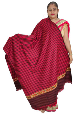 KAVIM Wool Checkered Women Shawl(Red)