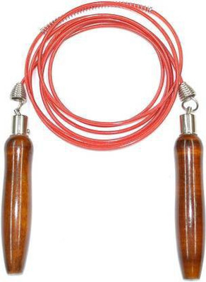 RAHICO CLUB WOODEN HANDLE INSULATED STEEL WIRE SKIPPING ROPE Freestyle Skipping Rope(Red, Brown, Length: 270 cm)