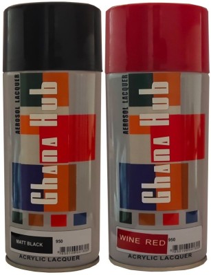 GHANA HUB PREMIUM CUBE DOUBLE MATT BLACK AND WINE RED Multicolor Spray Paint 900 ml(Pack of 2)