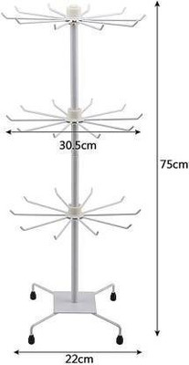 JMALL ™3 Layer Metal Multi Layer Rotating Jewellery, Chain, Ear-rings, Bracelet, Iron Key Holder(30 Hooks, White)