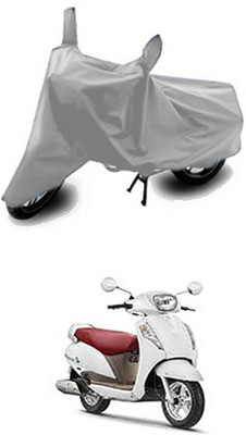 Vedika Collectionn Two Wheeler Cover for Suzuki(Silver)