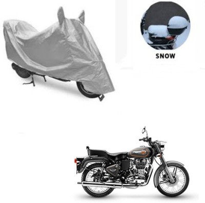 saanvi Waterproof Two Wheeler Cover for Royal Enfield(Bullet 500, Silver)