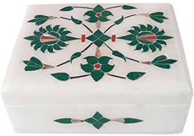 marbleitem Floral Painting Decorative Marble Box for Jewellery Jewellery Box Vanity Box(White)