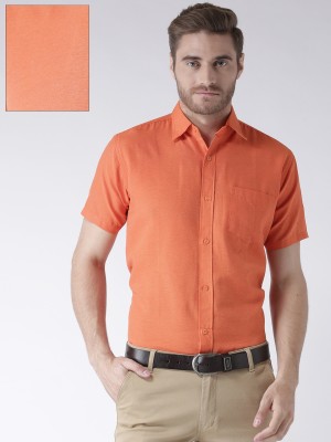 KLOSET BY RIAG Men Solid Formal Orange Shirt