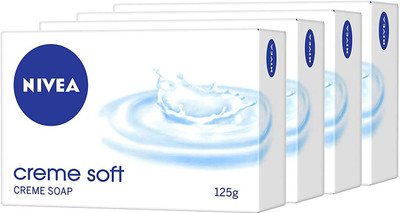 NIVEA Creme Soft Soap, Travel, Handwash, Bath Soap, PH Balanced, for Men & Women(4 x 125 g)