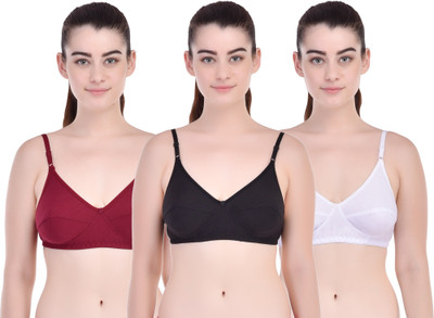 Zivosis Women Full Coverage Non Padded Bra(Black, White, Maroon)