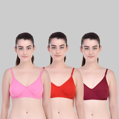 Zivosis Daily use everyday bra for girl and women for every occassion formal party wear collage office ethnic Women Full Coverage Non Padded Bra(Maroon, Red, Pink)