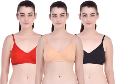 Yana Women Full Coverage Non Padded Bra(Red, Black, Beige)