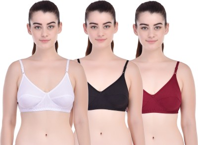 Yana Women Full Coverage Non Padded Bra(Black, White, Maroon)