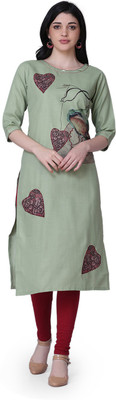 Arriva Fab Women Printed Straight Kurta(Green)