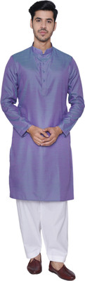 Manthan Men Self Design Straight Kurta(Purple)