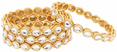 Divastri Copper Crystal Gold-plated Bangle Set(Pack of 4)