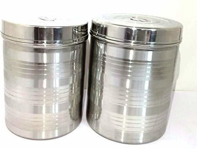 grahasthi Steel Grocery Container  - 2 L(Pack of 2, Silver)