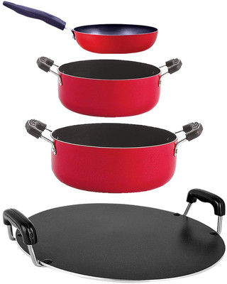 NIRLON CVG_RT_CS22_CS24 Non-Stick Coated Cookware Set(PTFE (Non-stick), Aluminium, 4 - Piece)