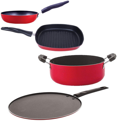 NIRLON CVG_ST11_GP22.5_CS24 Non-Stick Coated Cookware Set(PTFE (Non-stick), Aluminium, 4 - Piece)