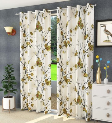 SIRJANHAAR 213 cm (7 ft) Polyester Semi Transparent Door Curtain (Pack Of 2)(Printed, Green)