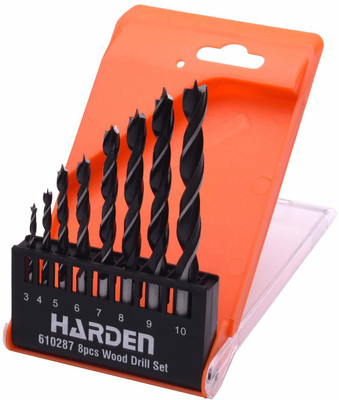 Harden 8Pcs Wood Drill Bit Set, Made from Carbon Steel, High Hardness and Sharpness with Cutting & Polishing, Round Shank - 610287