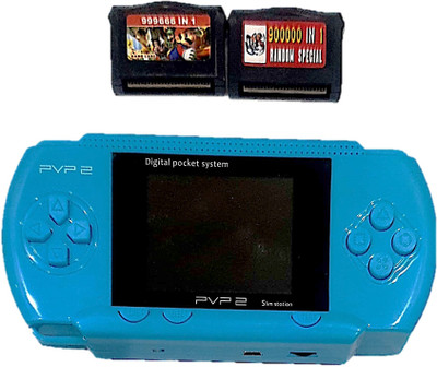 Clubics PVP2 Video Game - 16 Bit Kids Gaming Console (Lite Blue) 1 GB with Super Mario, Contra 1 GB with Super Mario 1 GB with Super Mario(Sky Blue)