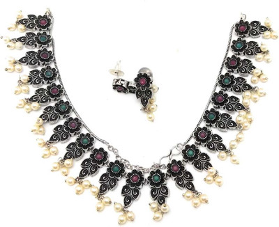 PBM CREATIONS Oxidised Silver Silver Multicolor Jewellery Set(Pack of 1)