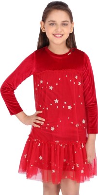Cutecumber Baby Girls Midi/Knee Length Casual Dress(Red, Full Sleeve)