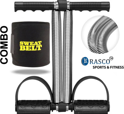 RASCO COMBO SWEAT BELT AND BLACK SILVER DOUBLE TUMMY TRIMMER Fitness Accessory Kit Kit