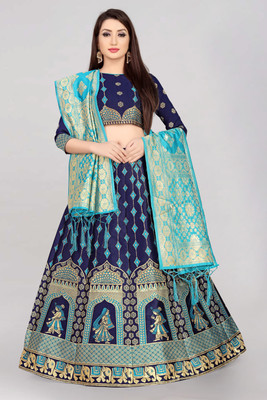 Divastri Self Design Semi Stitched Lehenga Choli(Light Green)
