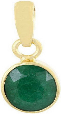 KUNDLI GEMS Emerald Pendant Natural Panna Stone Original 6.25 carat Stone Astrological Purpose and Lab Certified for unisex Gold-plated Emerald Stone Pendant