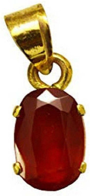 RATAN BAZAAR Ruby Pendant Natural Manik Stone 6.00 carat Stone unheated & untreated Certified for unisex Gold-plated Ruby Stone Pendant