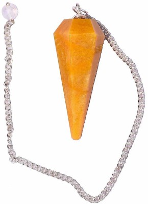 RUDRA DIVINE Yellow Aventurine Faceted Dowsing Pendulum with Chain and Crystal Quartz Sphatik Bead Energized and Charged for Reiki Pooja & Crystal Healing (1 Pc Pack) Stone Pendant