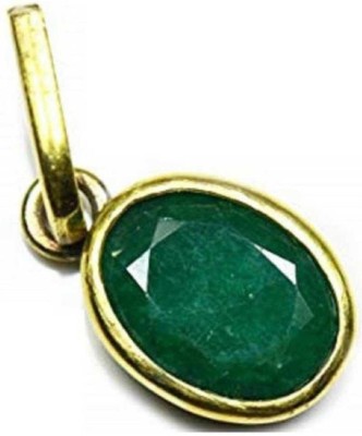 RATAN BAZAAR Emerald Stone Pendant Natural Panna 5.25 ratti Stone Unheated & Untreated Astrological Purpose for unisex Gold-plated Emerald Stone Pendant