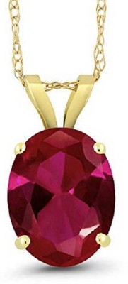 KUNDLI GEMS Ruby Pendant Natural Manik Stone 6.00 carat Stone unheated & untreated Certified for unisex Gold-plated Ruby Stone Pendant