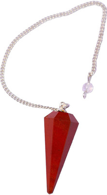 RUDRA DIVINE Red Jasper Stone Cone Shape Pendulum for Unisex Crystal, Stone Pendant Set