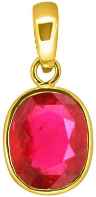 KUNDLI GEMS Gold-plated Ruby Stone Pendant