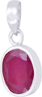 RATAN BAZAAR Ruby Stone Pendant Manik Stone 5.25 carat Stone Astrological Purpose Certified for unisex Silver Ruby Stone Pendant