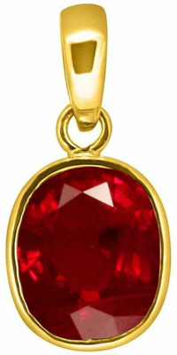 KUNDLI GEMS Ruby Pendant Manik Stone 7.25 carat Stone Astrological stone for unisex Gold-plated Ruby Stone Pendant