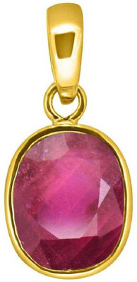 KUNDLI GEMS Ruby Stone Pendant Natural Manik Stone 6.25 carat Stone Astrological Purpose for unisex Gold-plated Ruby Stone Pendant