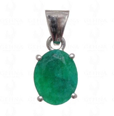 KUNDLI GEMS Emerald Stone Pendant Natural Stone Panna 5.25 carat Stone Astrological Purpose for men & women Silver Emerald Stone Pendant