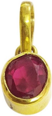 KUNDLI GEMS Ruby Stone Pendant Natural Manik Stone 6.25 carat Stone Astrological Purpose for unisex Gold-plated Ruby Stone Pendant