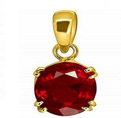 KUNDLI GEMS Ruby Pendant Natural Manik Stone 6.00 carat Stone unheated & untreated Certified for unisex Gold-plated Ruby Stone Pendant