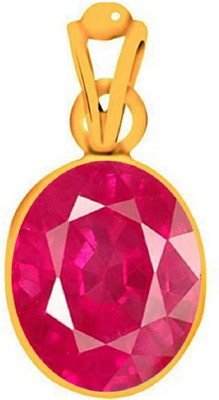 RATAN BAZAAR Ruby Pendant Natural Manik Stone 6.25 carat stone Lab certified & Astrological Purpose for men & women Gold-plated Ruby Stone Pendant