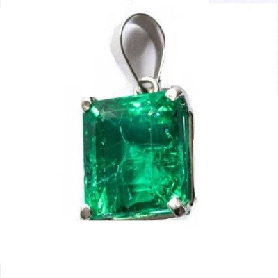 KUNDLI GEMS Emerald Pendant Natural Panna Stone Original 6.25 carat Stone Astrological Purpose and Lab Certified for unisex Gold-plated Emerald Stone Pendant